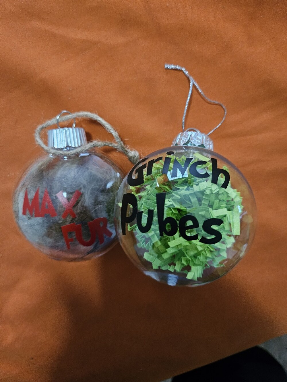 Handmade Clear Grinch And Max Ornaments